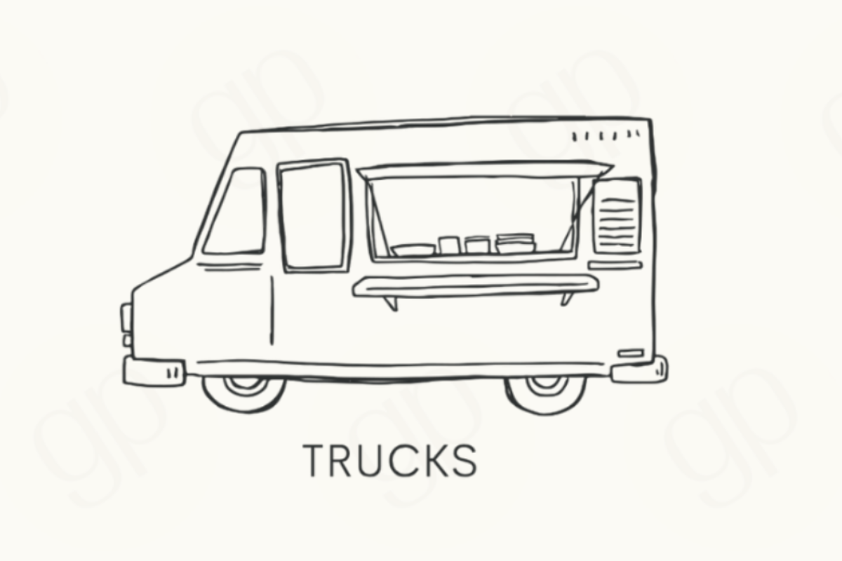 Trucks - Style B - Black Line - sticker label