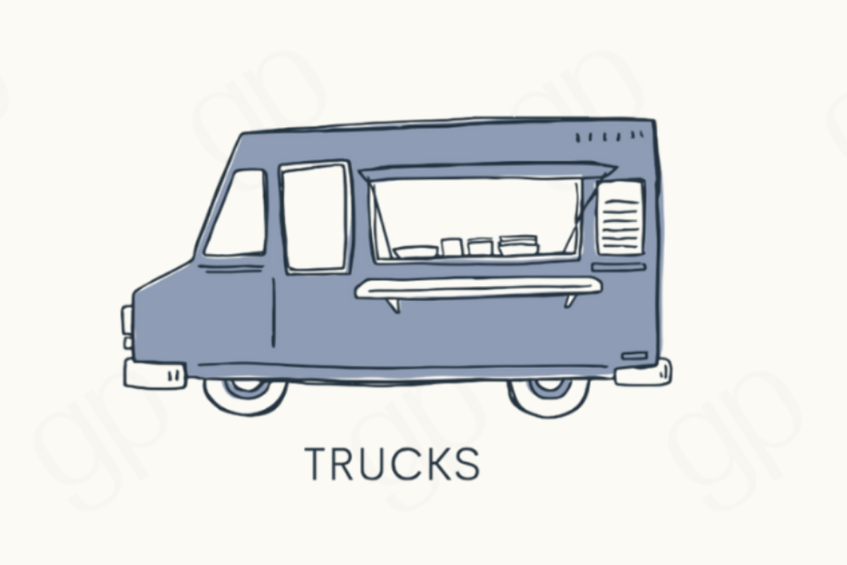 Trucks Style B Labels - Blue - sticker label