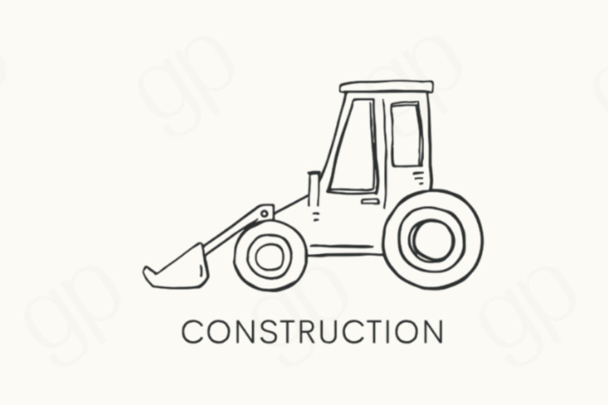 Construction - Style a - Black Line - sticker label