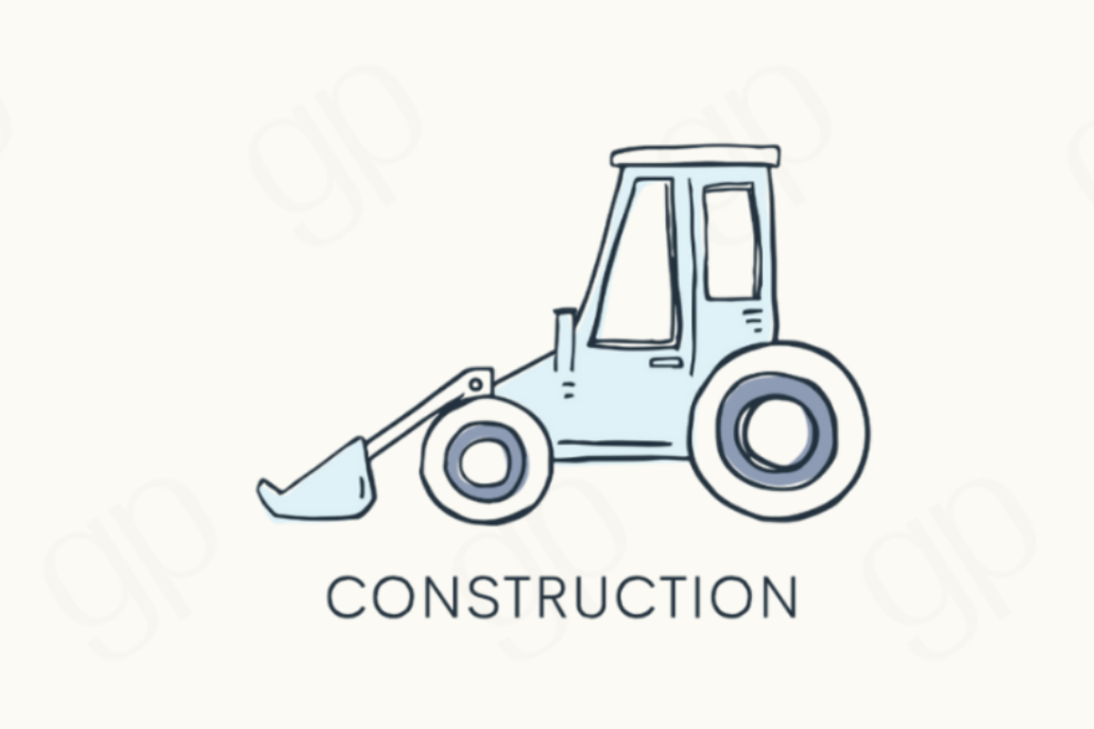 Construction Style a Labels - Blue - sticker label