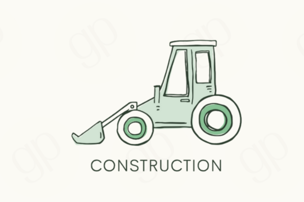 Construction - Style a - Green - sticker label