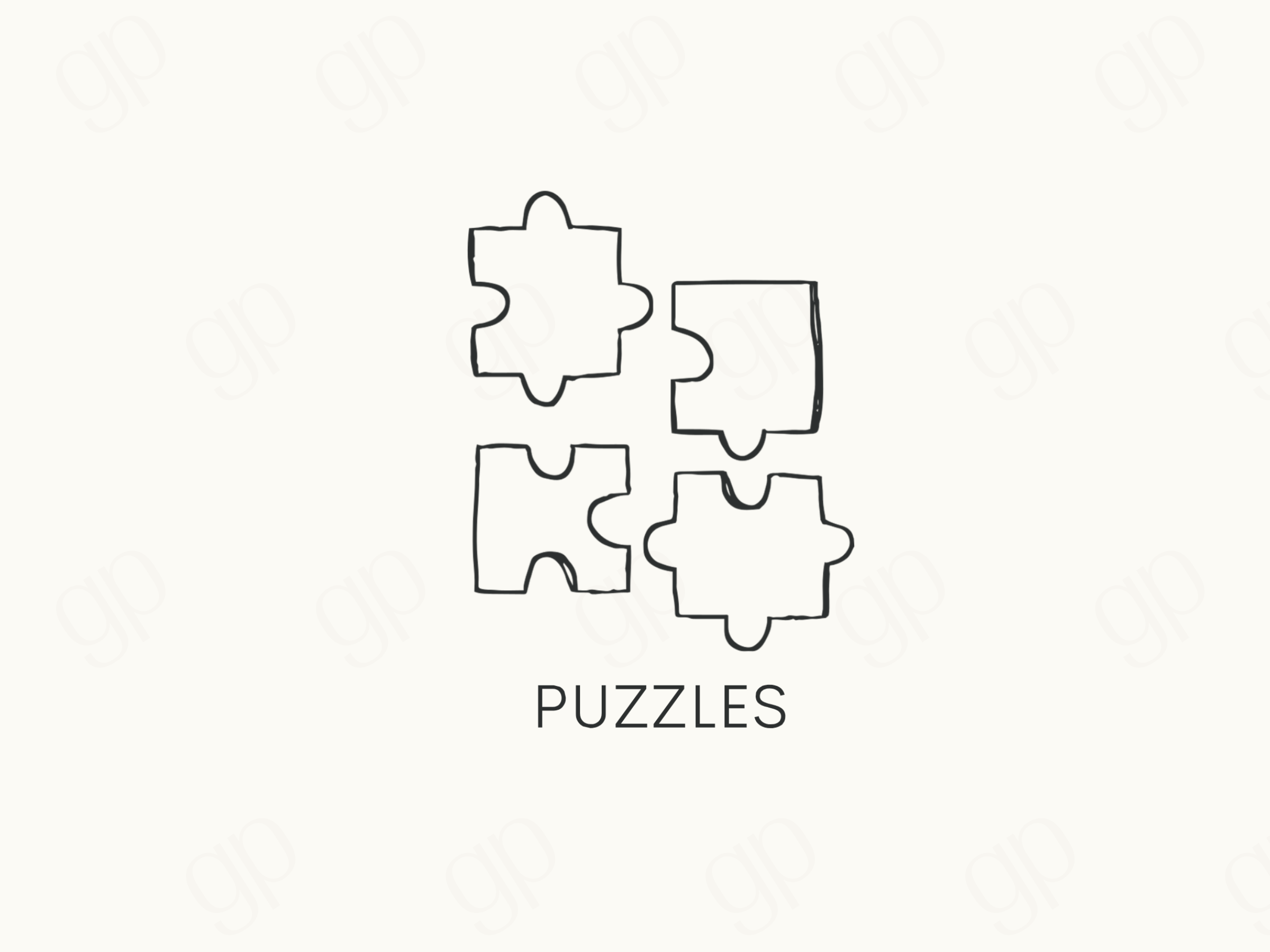 Puzzles - Style B - Black Line - sticker label