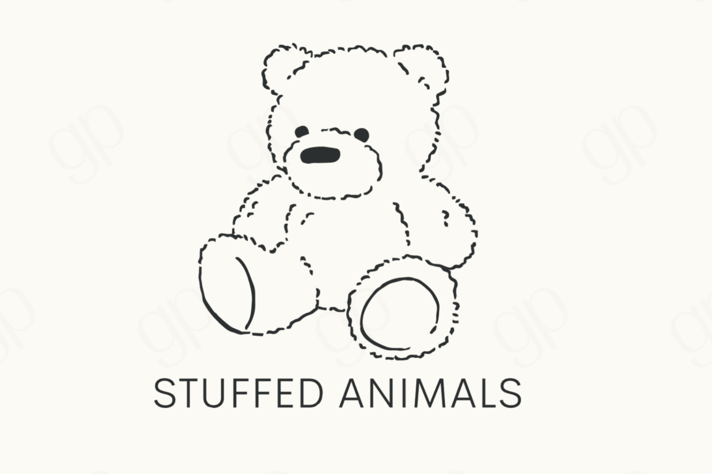 Stuffed Animals - Black Line - sticker label
