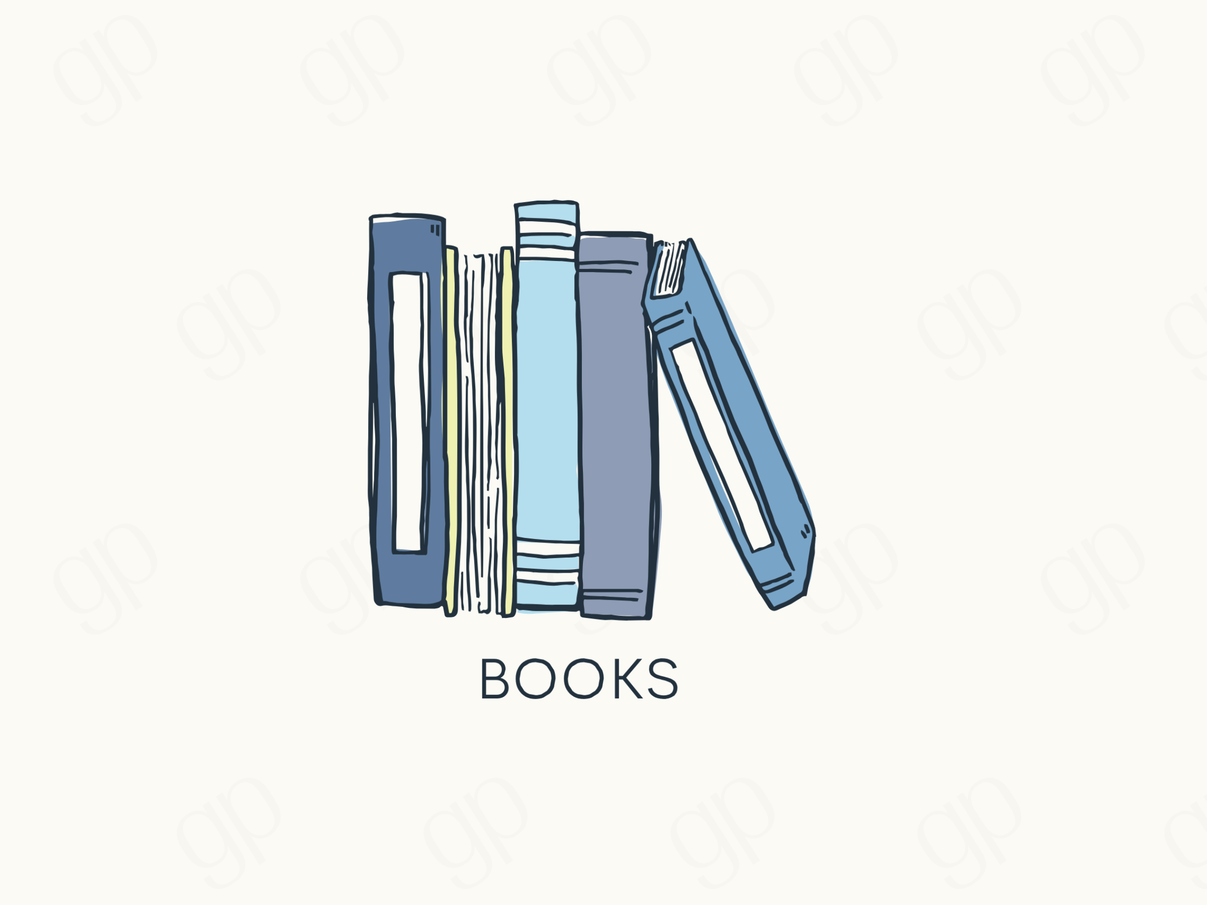Books Style B Labels - Blue - sticker label