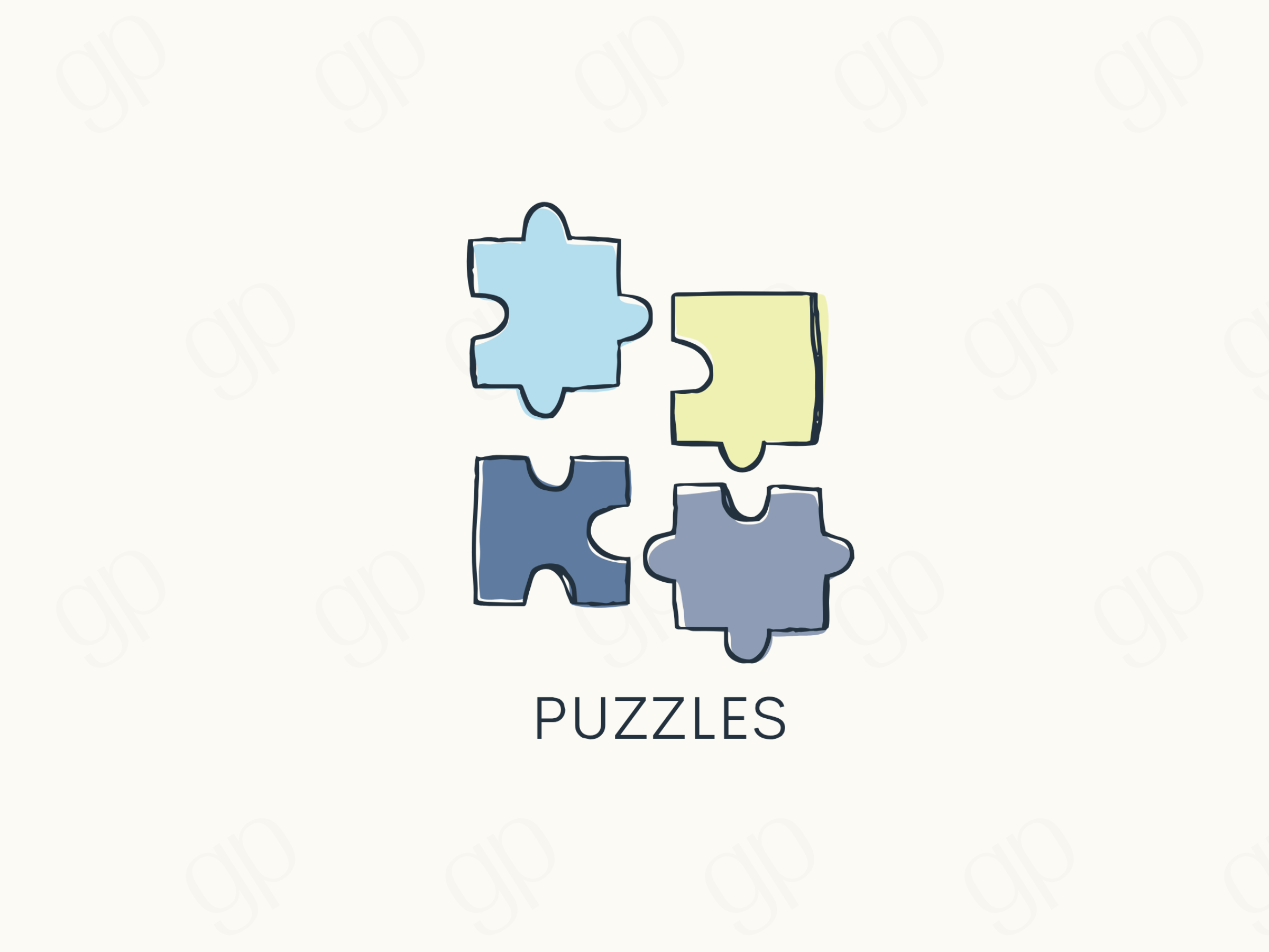 Puzzles Style B Labels - Blue - sticker label