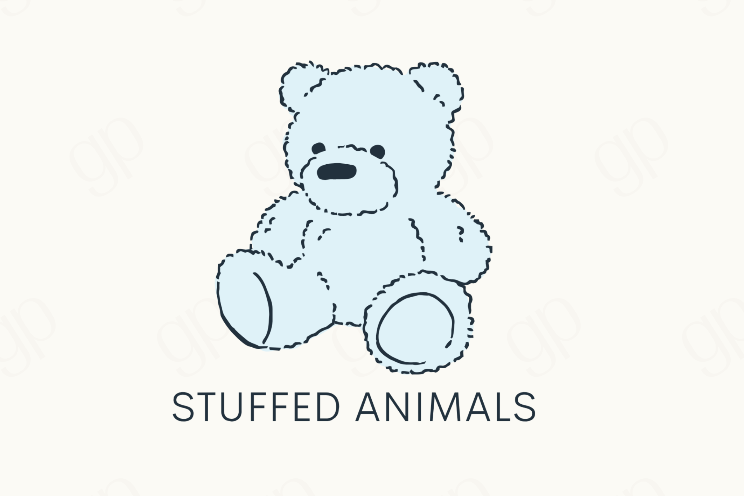Stuffed Animals Labels - Blue - sticker label