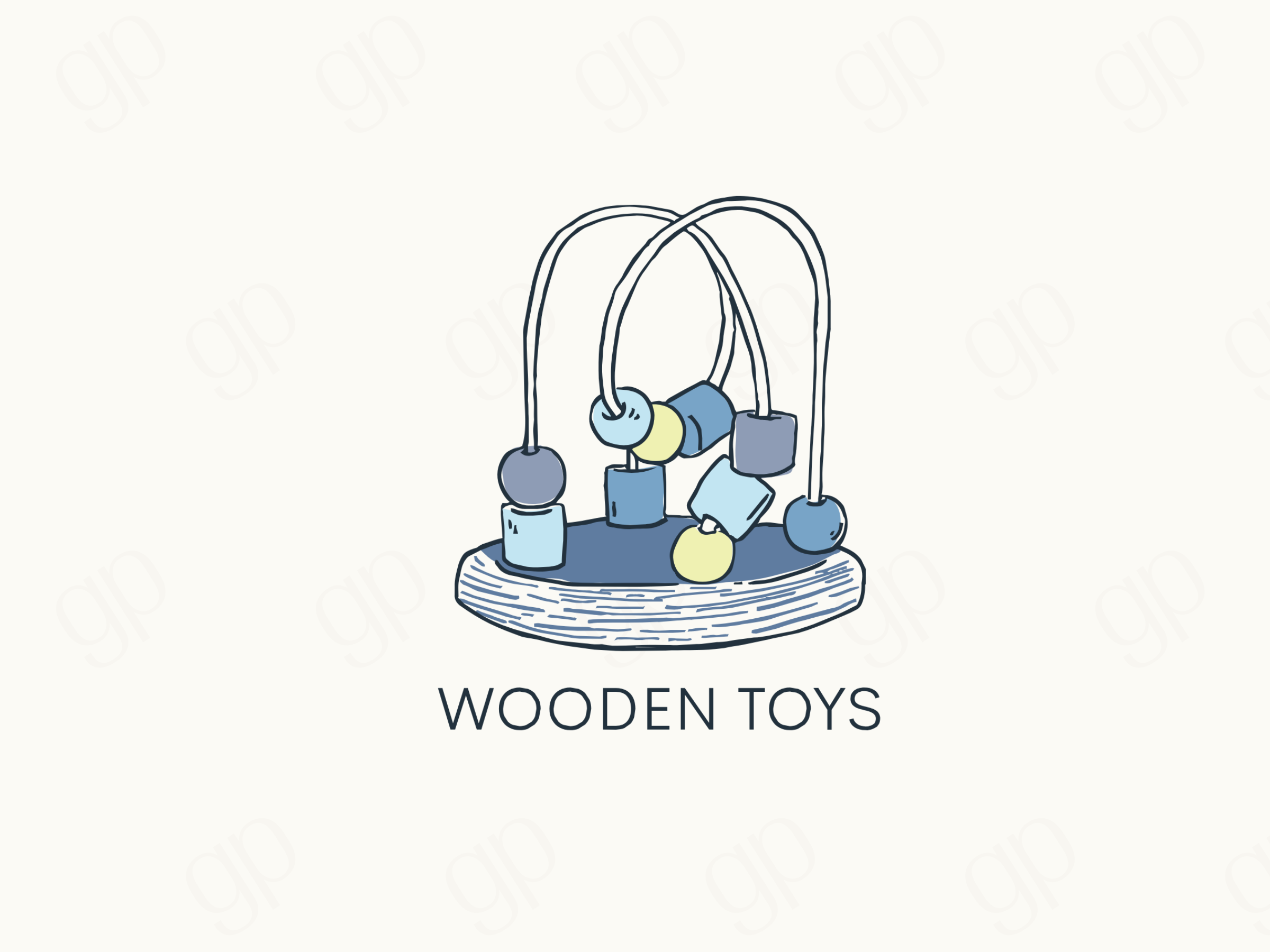 Wooden Toys Labels - Blue - sticker label