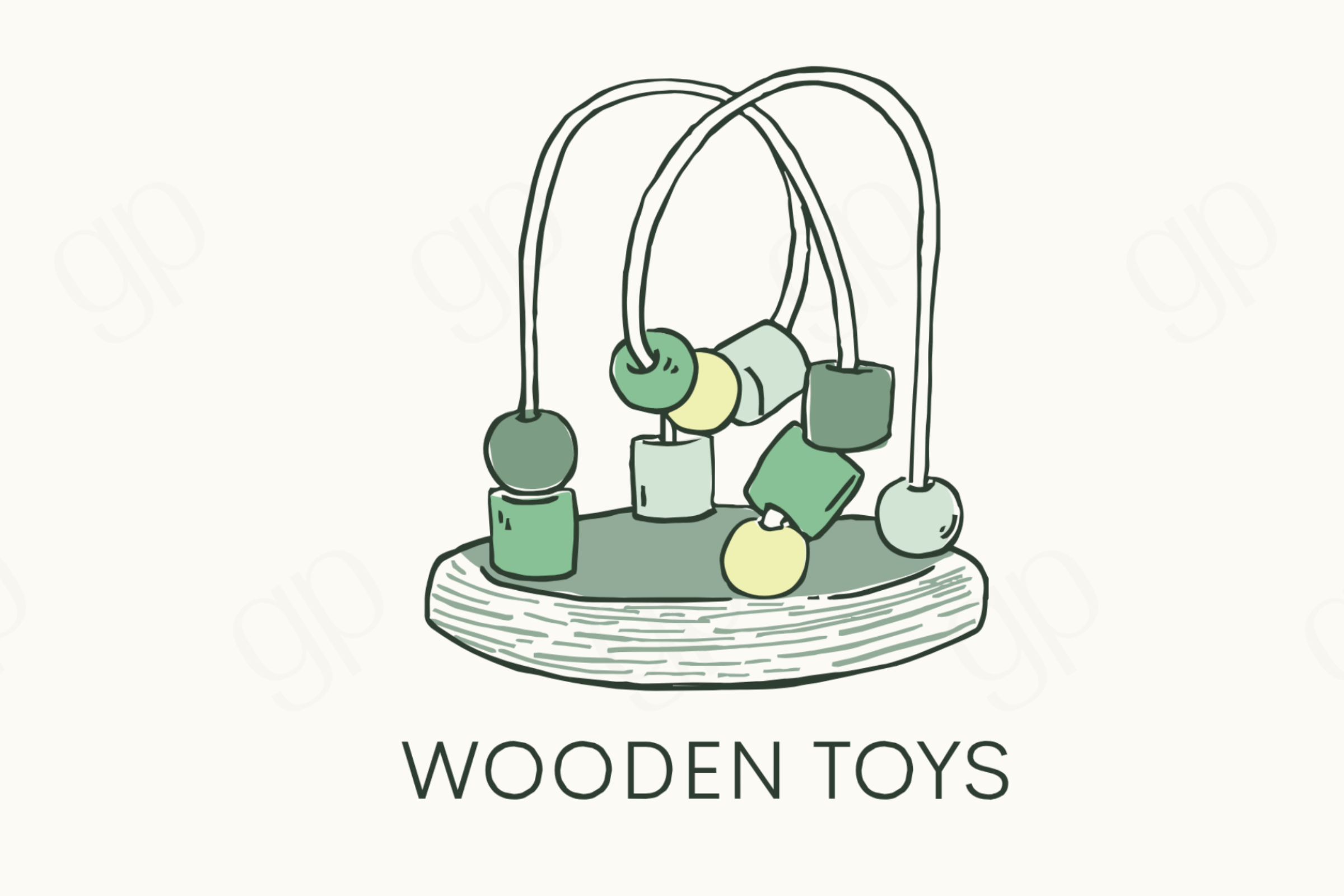 Wooden Toys - Green - sticker label