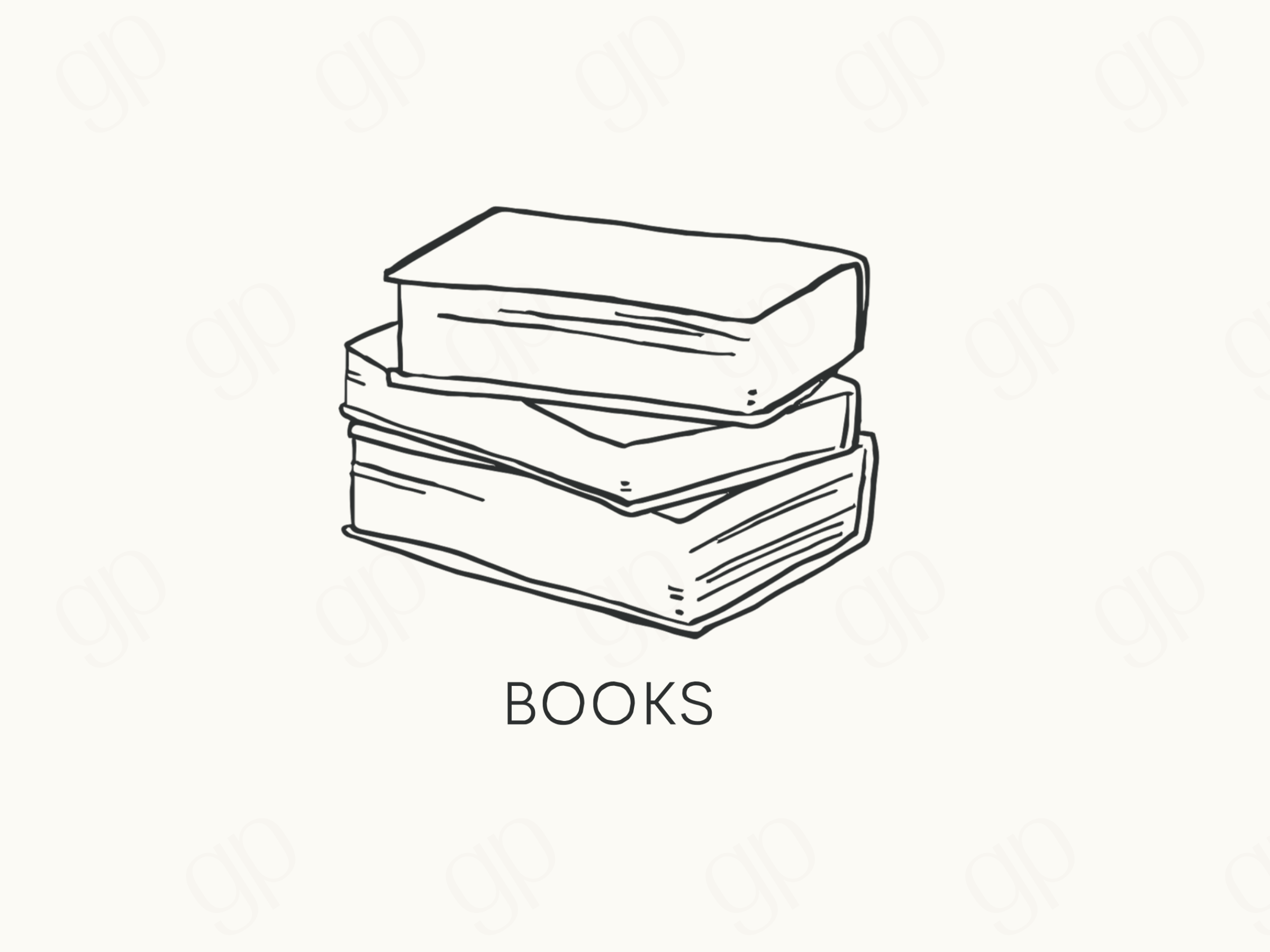 Books - Style a - Black Line - sticker label