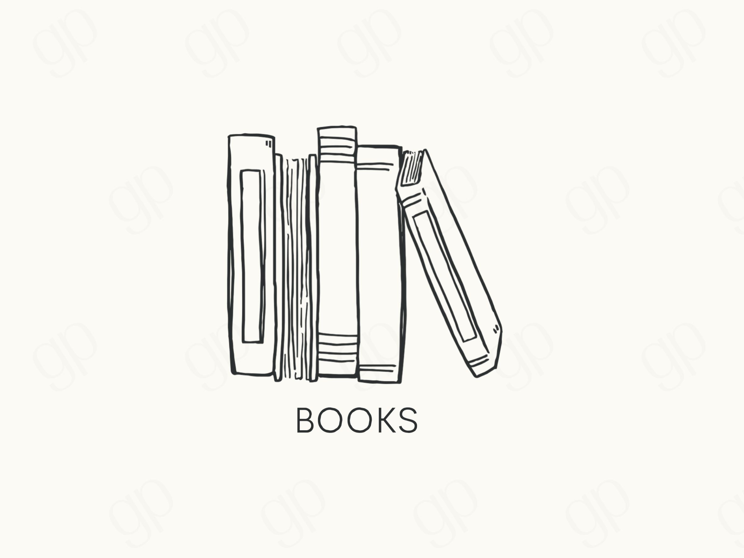 Books - Style B - Black Line - sticker label