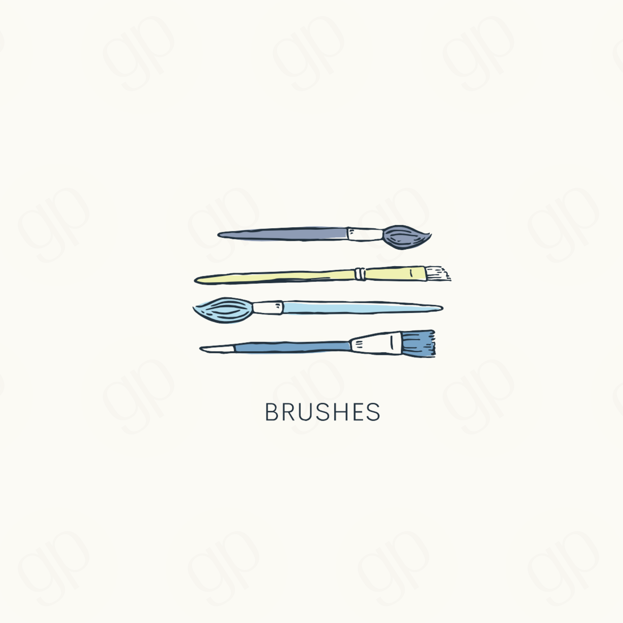 Brushes Labels - Blue - sticker label