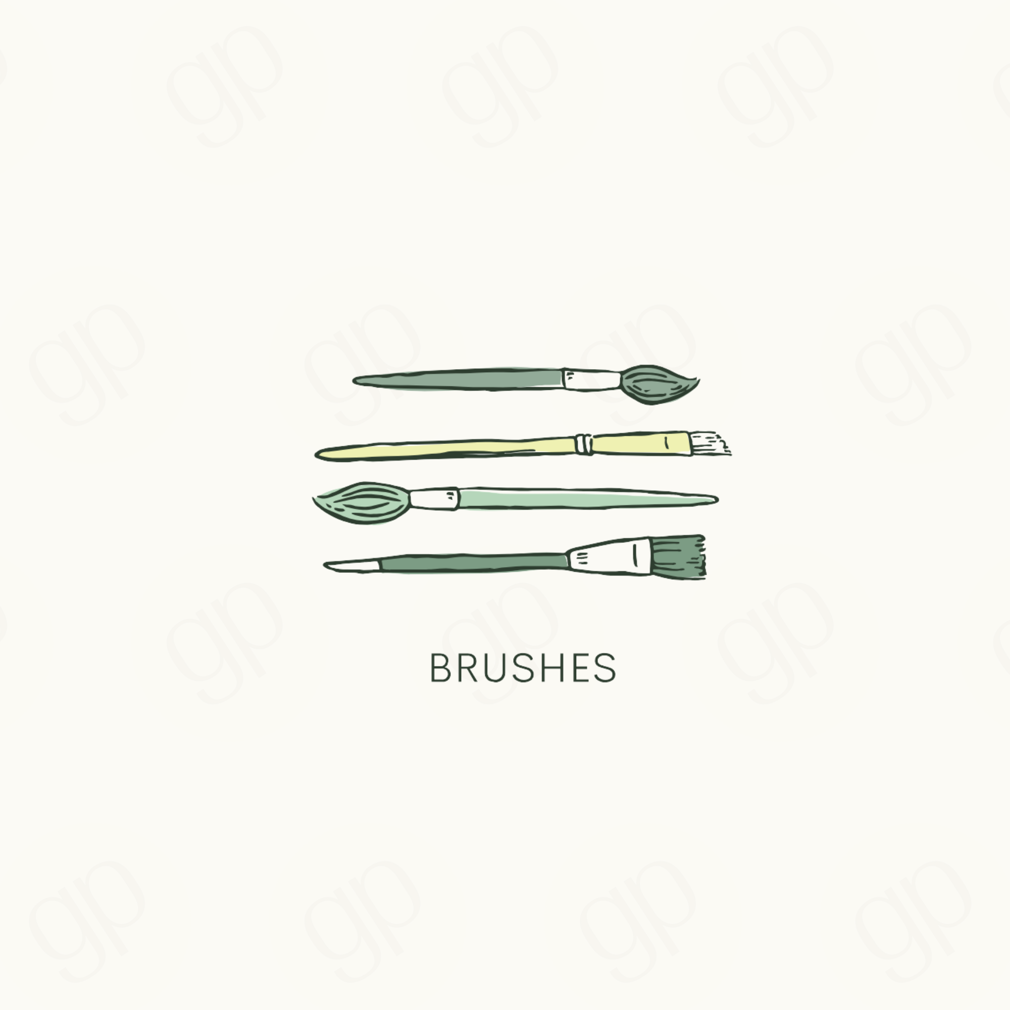 Brushes - Green - sticker label