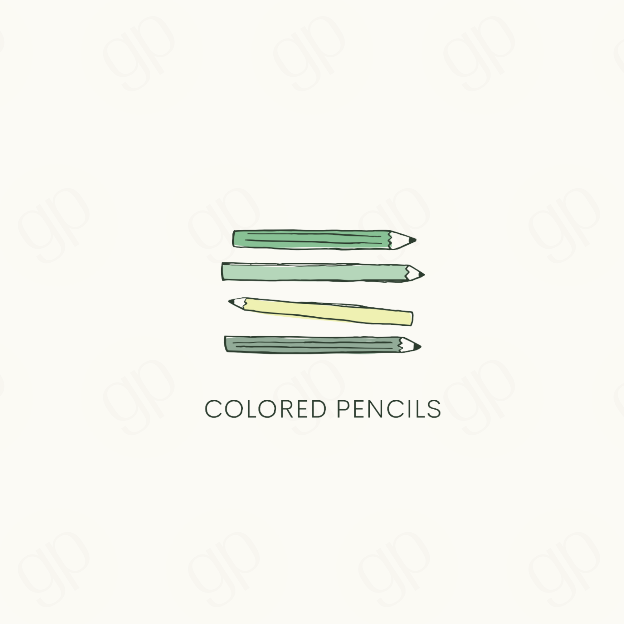 Colored Pencils - Green - sticker label
