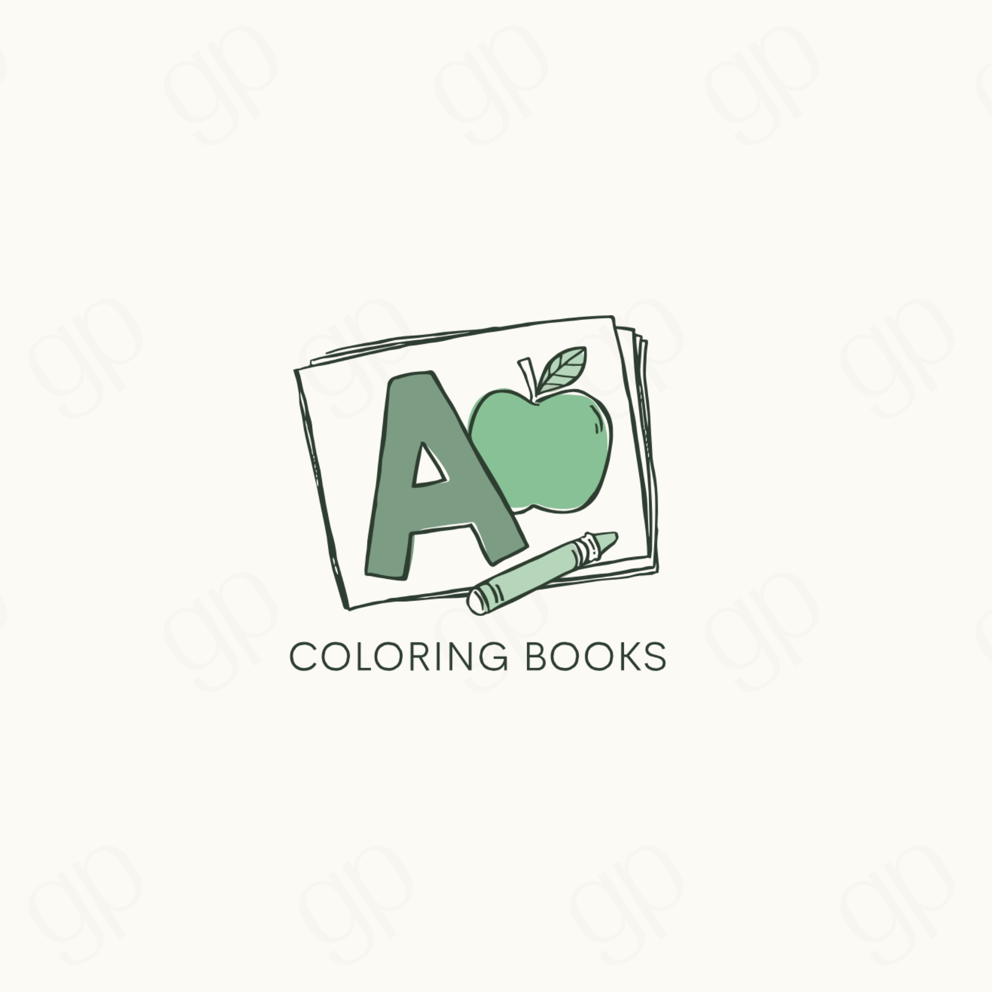 Coloring Books - Green - sticker label