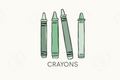 Crayons - Green - sticker label