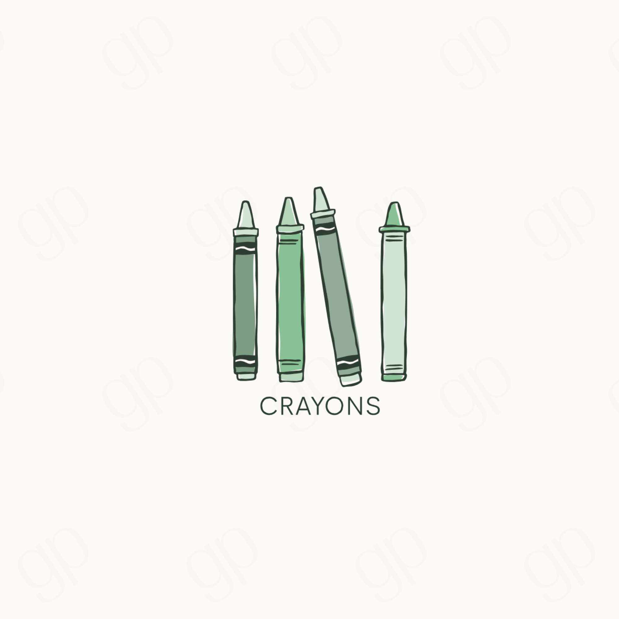 Crayons - Green - sticker label