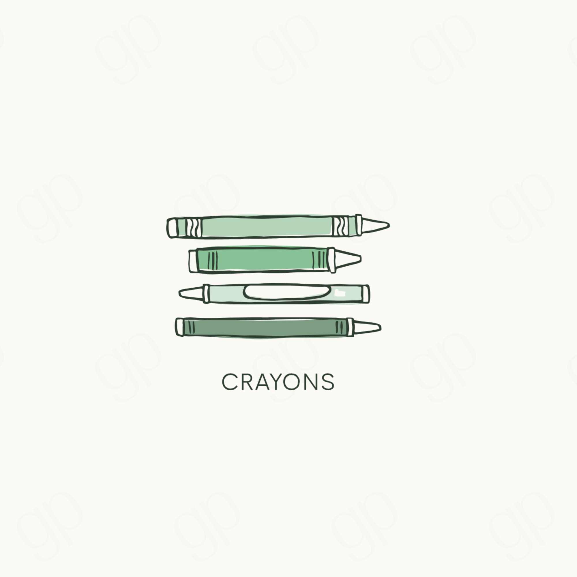 Crayons - Green - sticker label