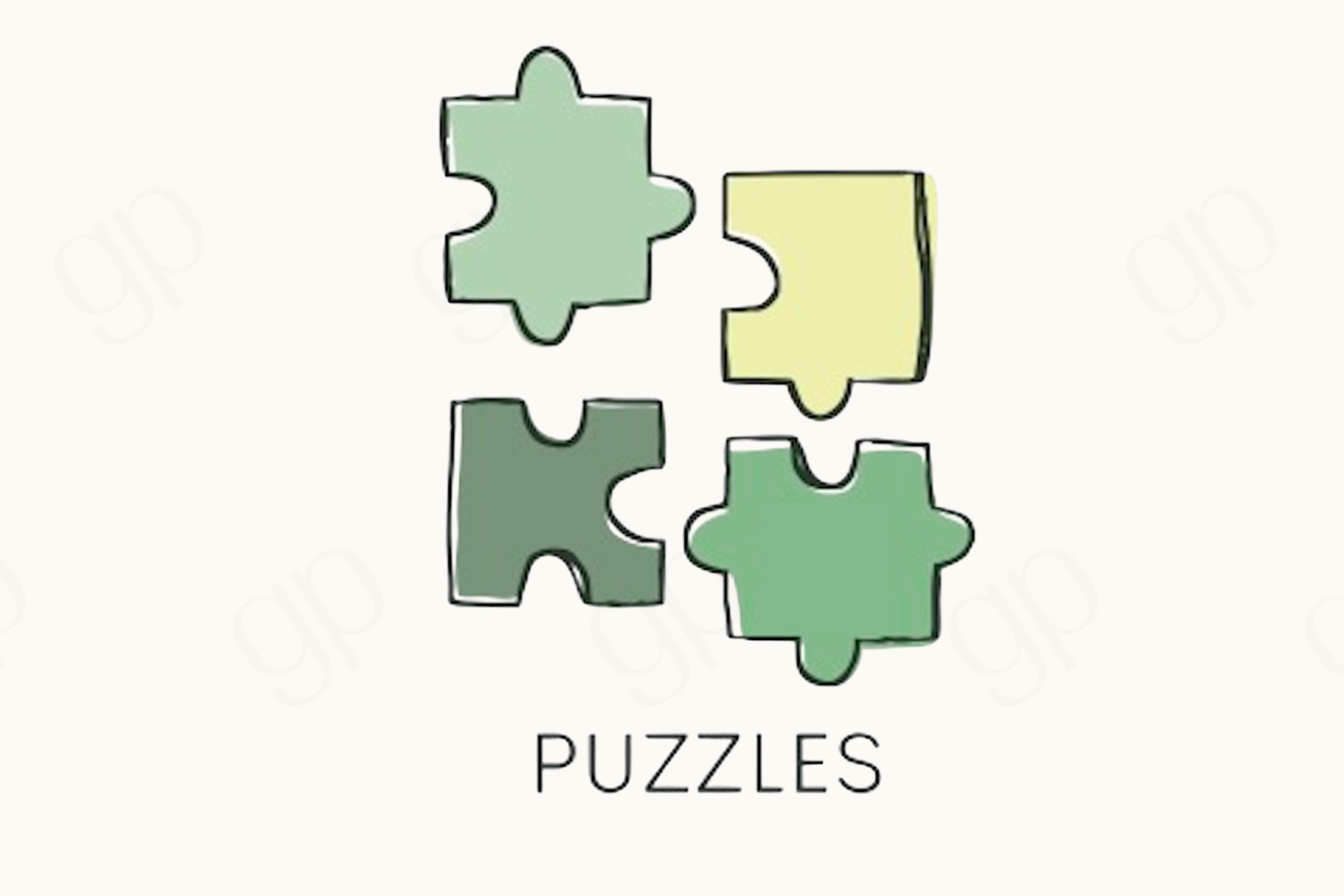 Puzzles - Style B - Green - sticker label