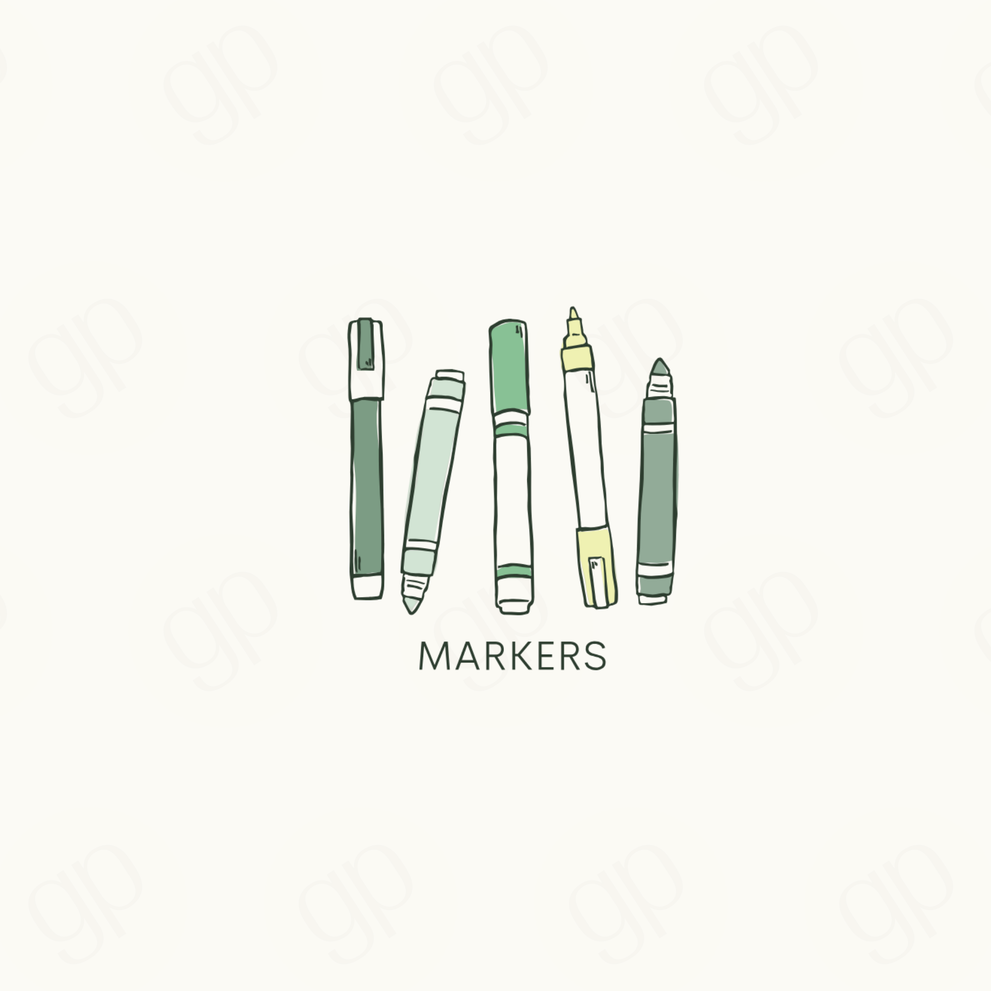 Markers - Green - sticker label