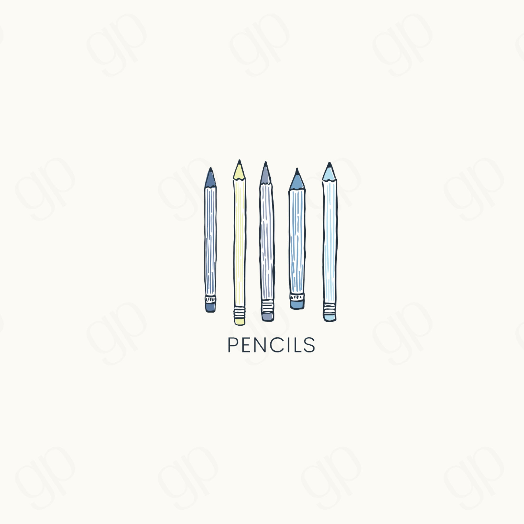 Pencils Labels - Blue - sticker label