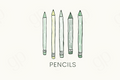 Pencils - Green - sticker label