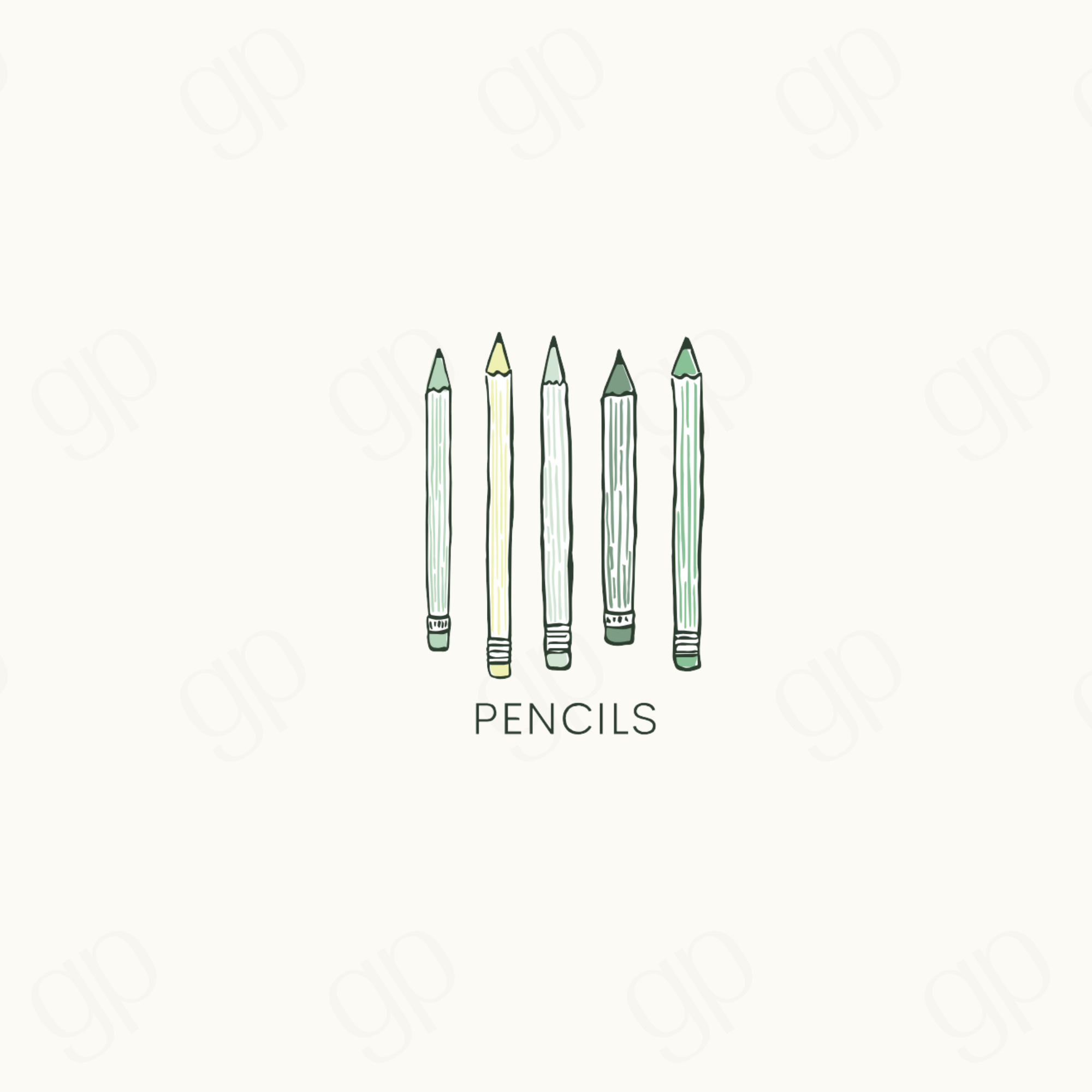 Pencils - Green - sticker label
