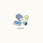 Stamps Labels - Blue - sticker label