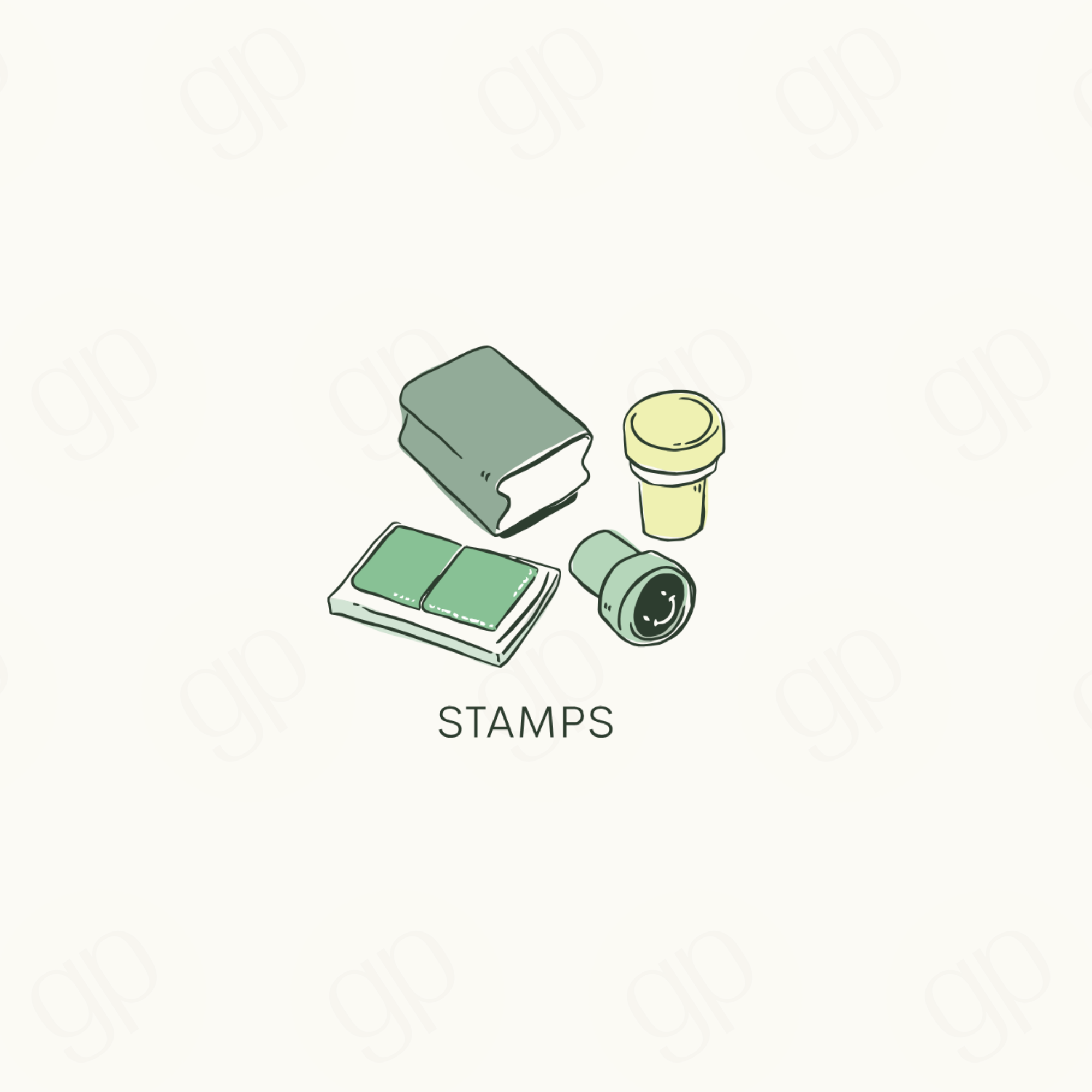 Stamps - Black Line - sticker label