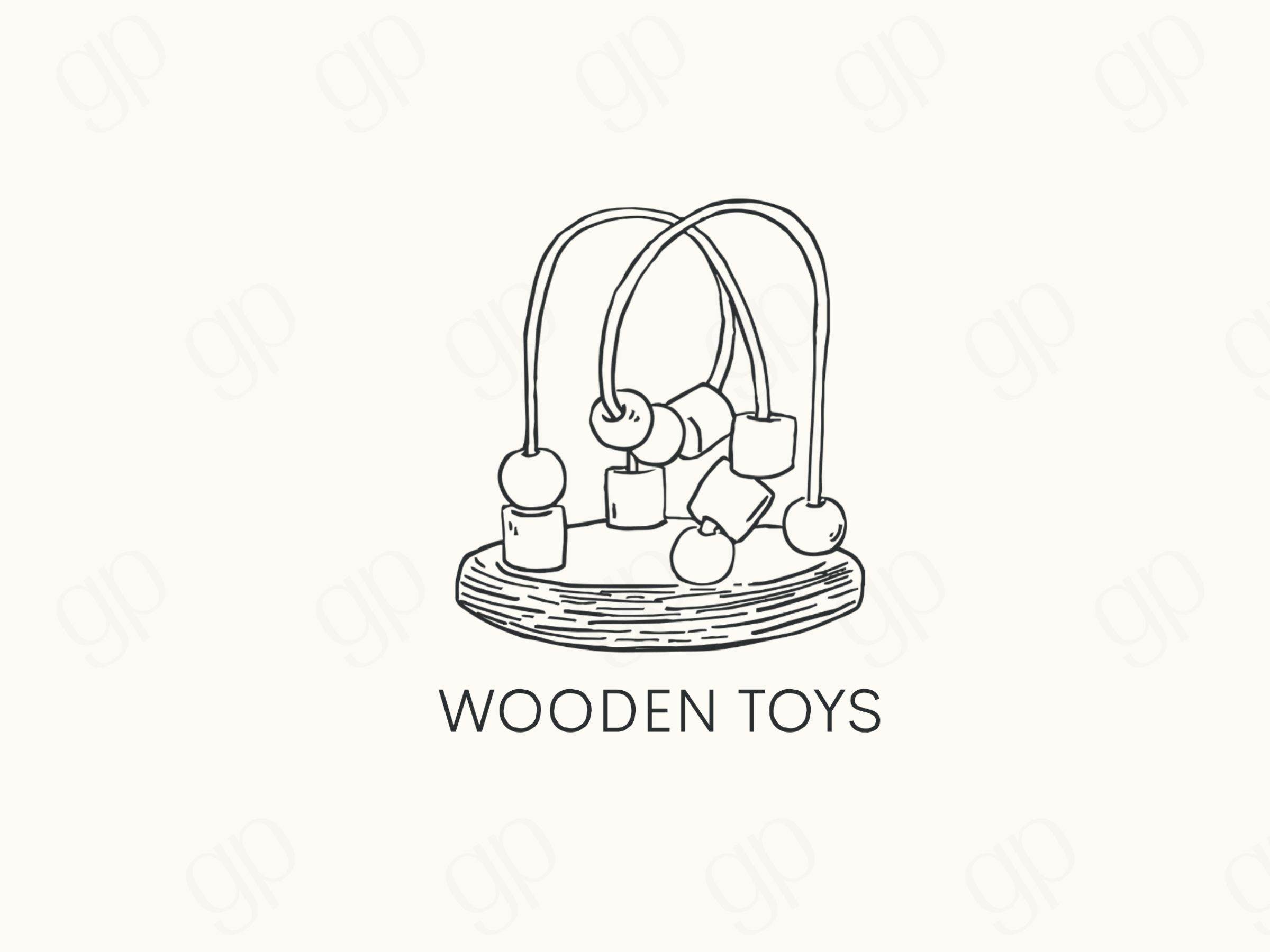 Wooden Toys - Black Line - sticker label