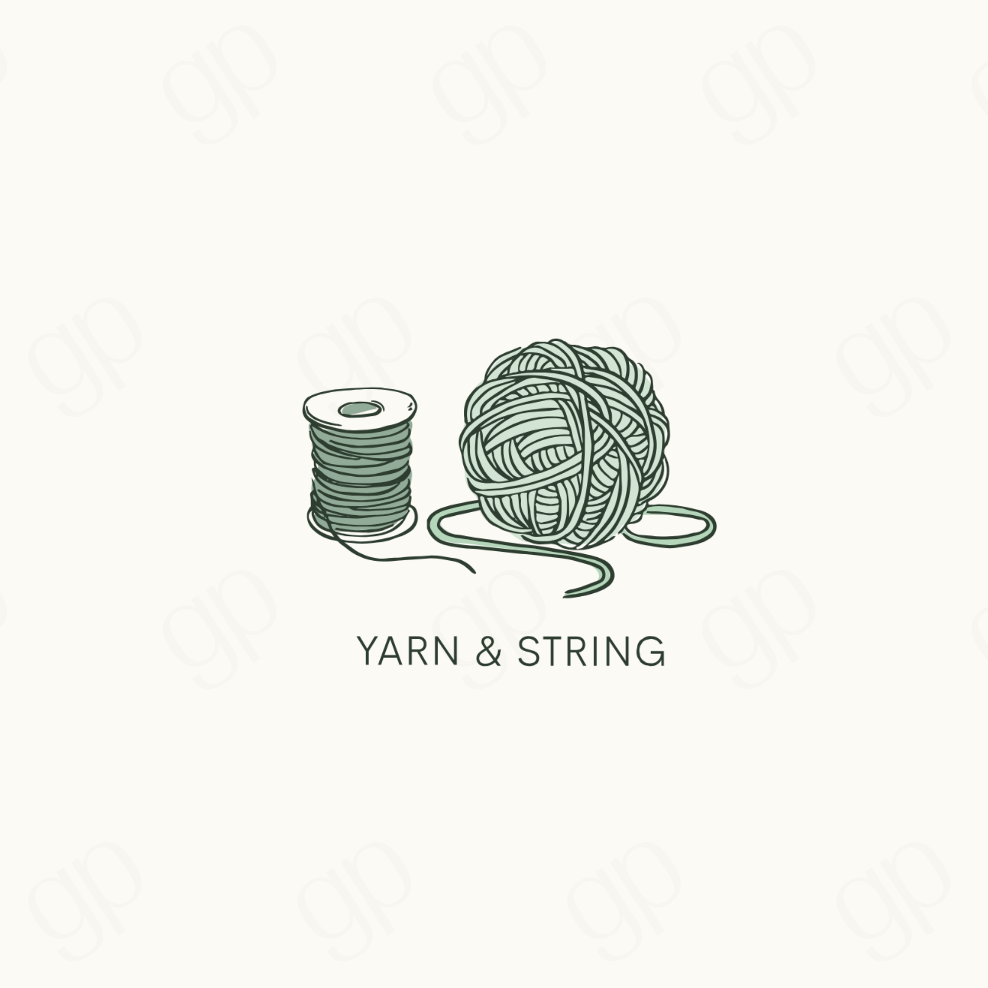 Yarn & String - Green - sticker label